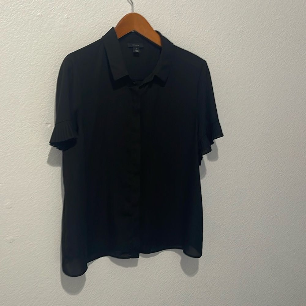 Halogen Black Blouse XL Ruffled Sleeve